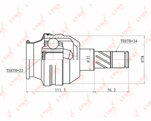 ШРУС внутренний DAEWOO Nexia (95-08) CHEVROLET Lanos (05-) комплект LYNX